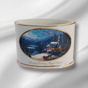 Thomas Kinkade Sunday Evening Sleigh Ride Oval with candle